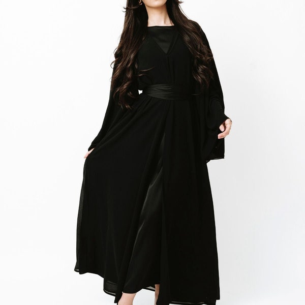 NYLA OPEN ABAYA WITH COLLAR