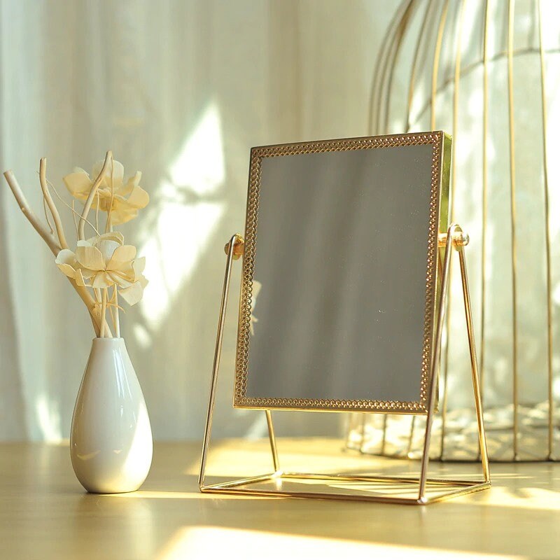 Square Gold Makeup Mirror Etsy