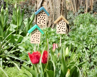 Insect hotel TINY BEE HOUSE set of 3 (5.6 & 7 mm), wild bees insects garden balcony meadow terrace gift