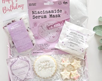 MINI HAPPY BIRTHDAY spa gift box for her, vegan pamper gift set, pamper box, pamper hamper, care package women, relaxation letterbox gifts