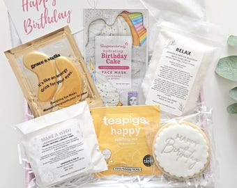 MINI HAPPY BIRTHDAY spa gift box for her, vegan pamper gift set, pamper box, pamper hamper, care package women, relaxation letterbox gifts