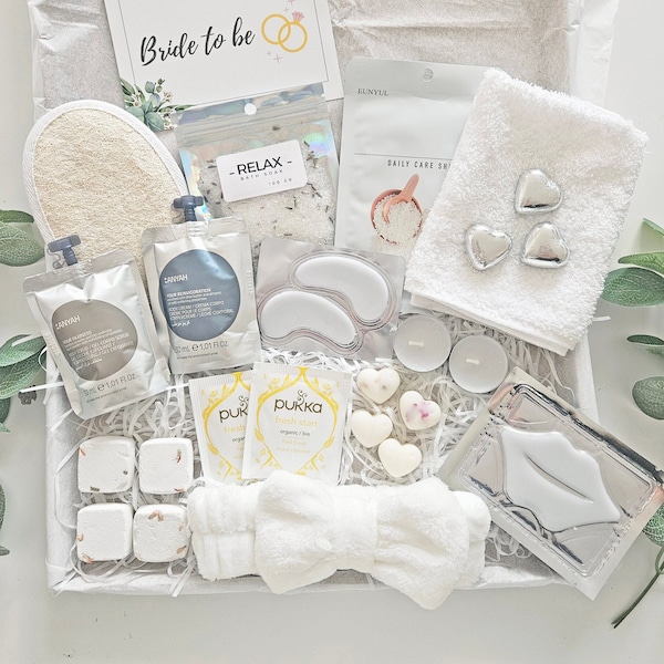 WEDDING SPA GIFT box for bride to be, Bridal Shower Pamper hamper gift set, Hen do self care package, Bride Pre wedding box from bridesmaids