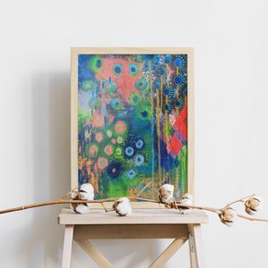 FLORA - Handmade painting colorful flowers, Acrylic painting on personalized abstract canvas, Unique and original wall art