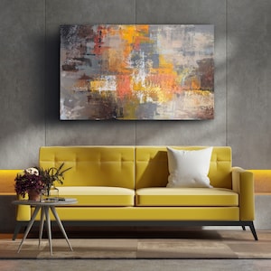 HORIZON - Large modern horizontal painting, Handmade abstract panoramic living room wall painting, XXL personalized painting