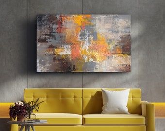 HORIZON - Large modern horizontal painting, Handmade abstract panoramic living room wall painting, XXL personalized painting