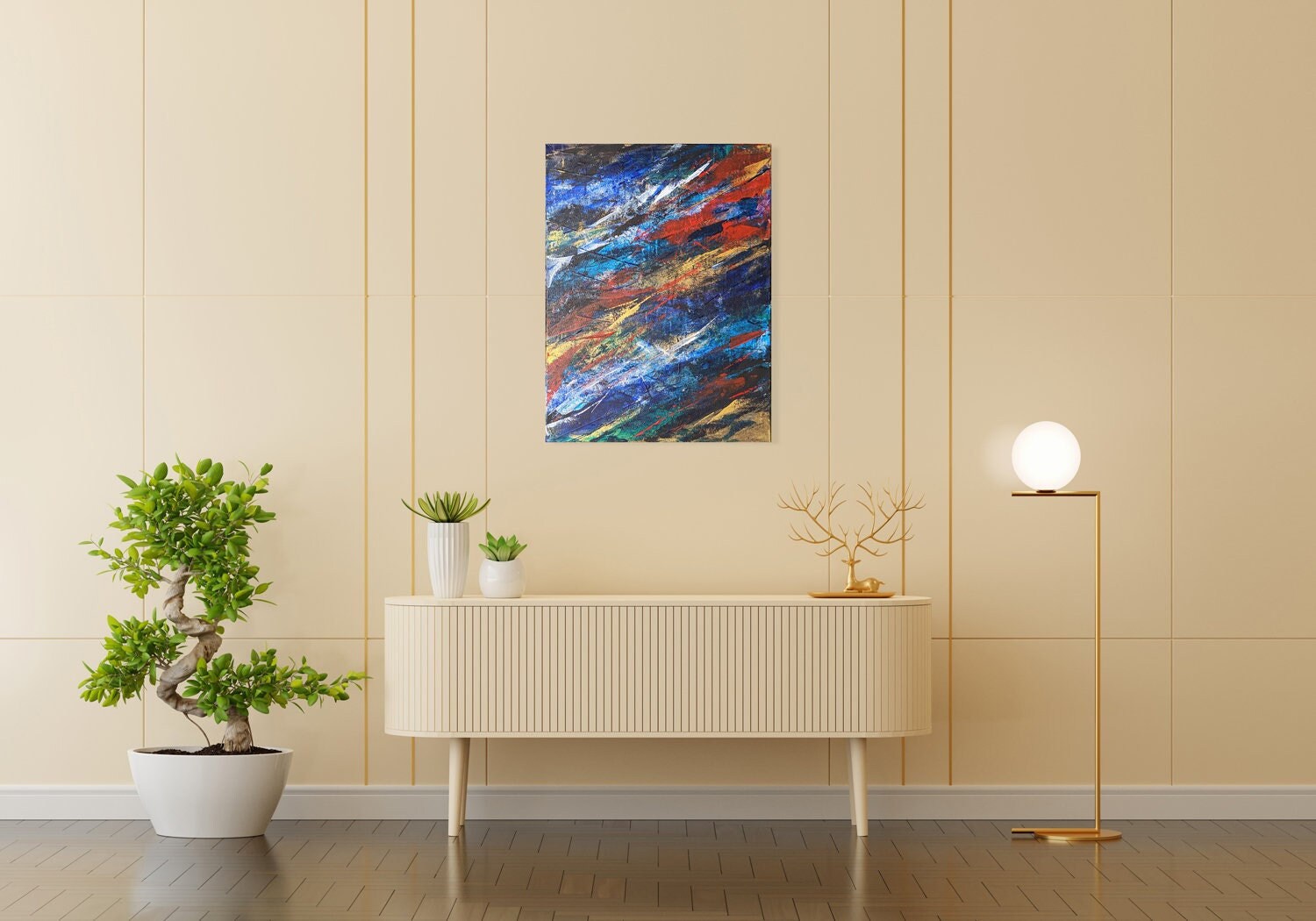 Saccade - Peinture Acrylique sur Toile Tableau Déco 50x70cm