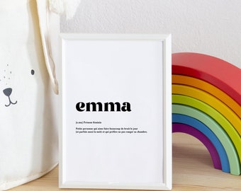 Personalized poster with child's first name and humorous definition - Original gift for unique wall decoration