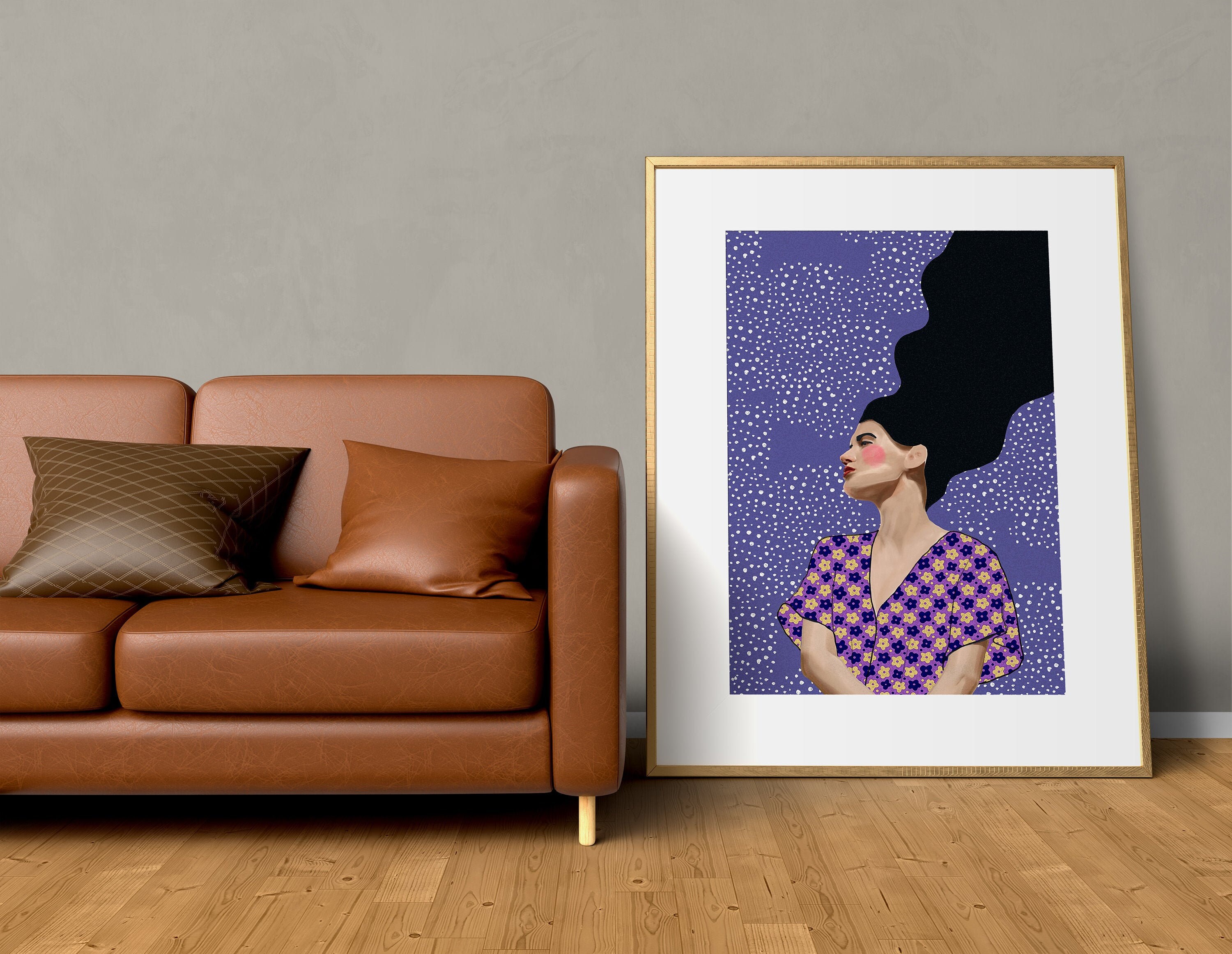 Mademoiselle 3 - Poster Déco Tendance. Art Mural . Création Originale d'illustration Fait Main Desig