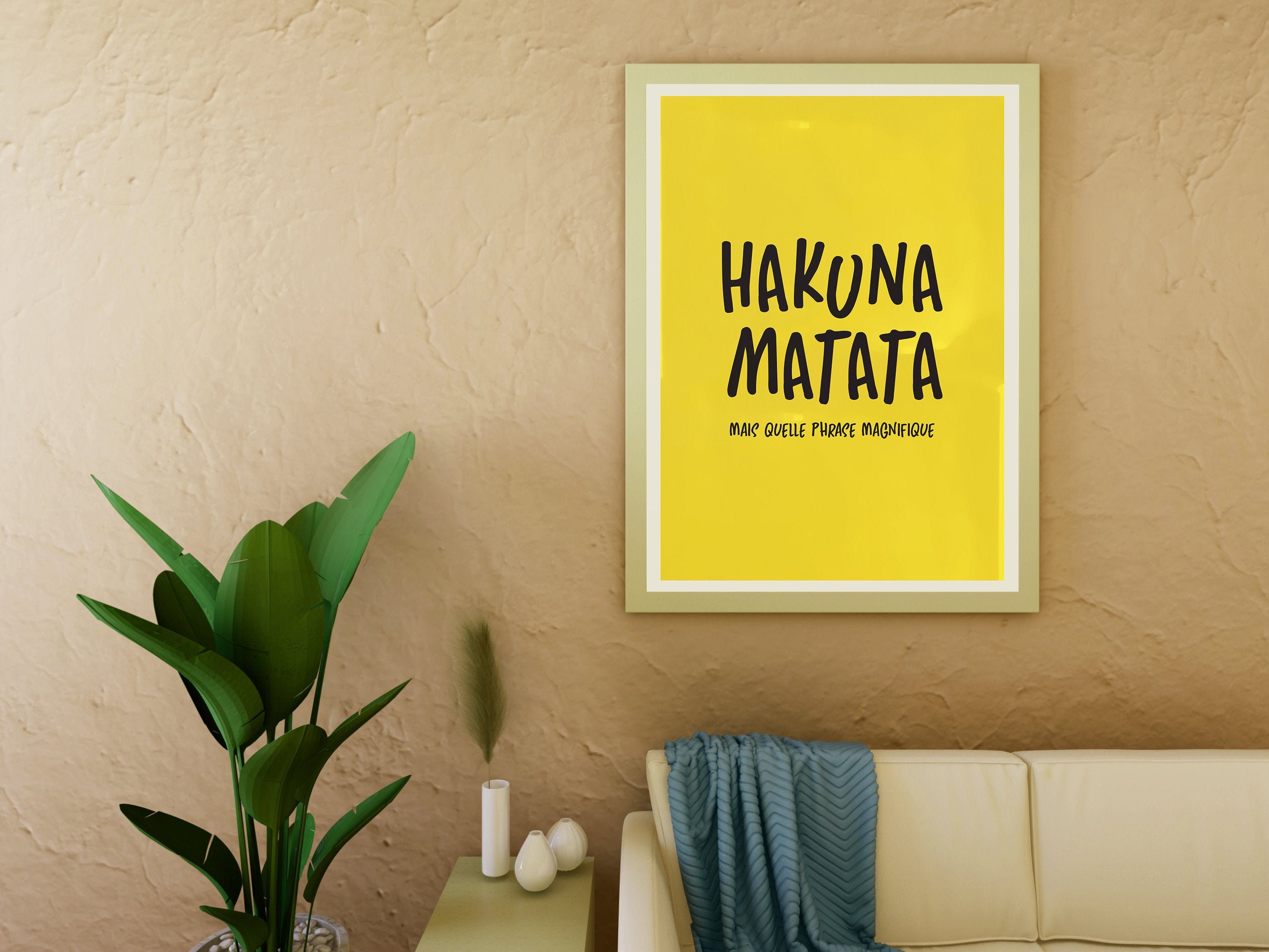 Hakuna Matata - Poster Déco Tendance. Art Mural . Création Originale d'illustration Fait Main Design