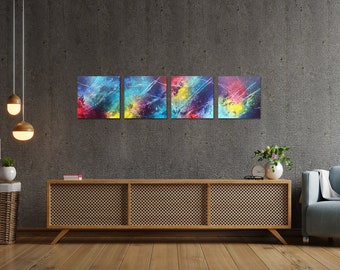 POPOPOPOP - Square deco painting - Acrylic painting - Set of 4 canvases (quadriptych)