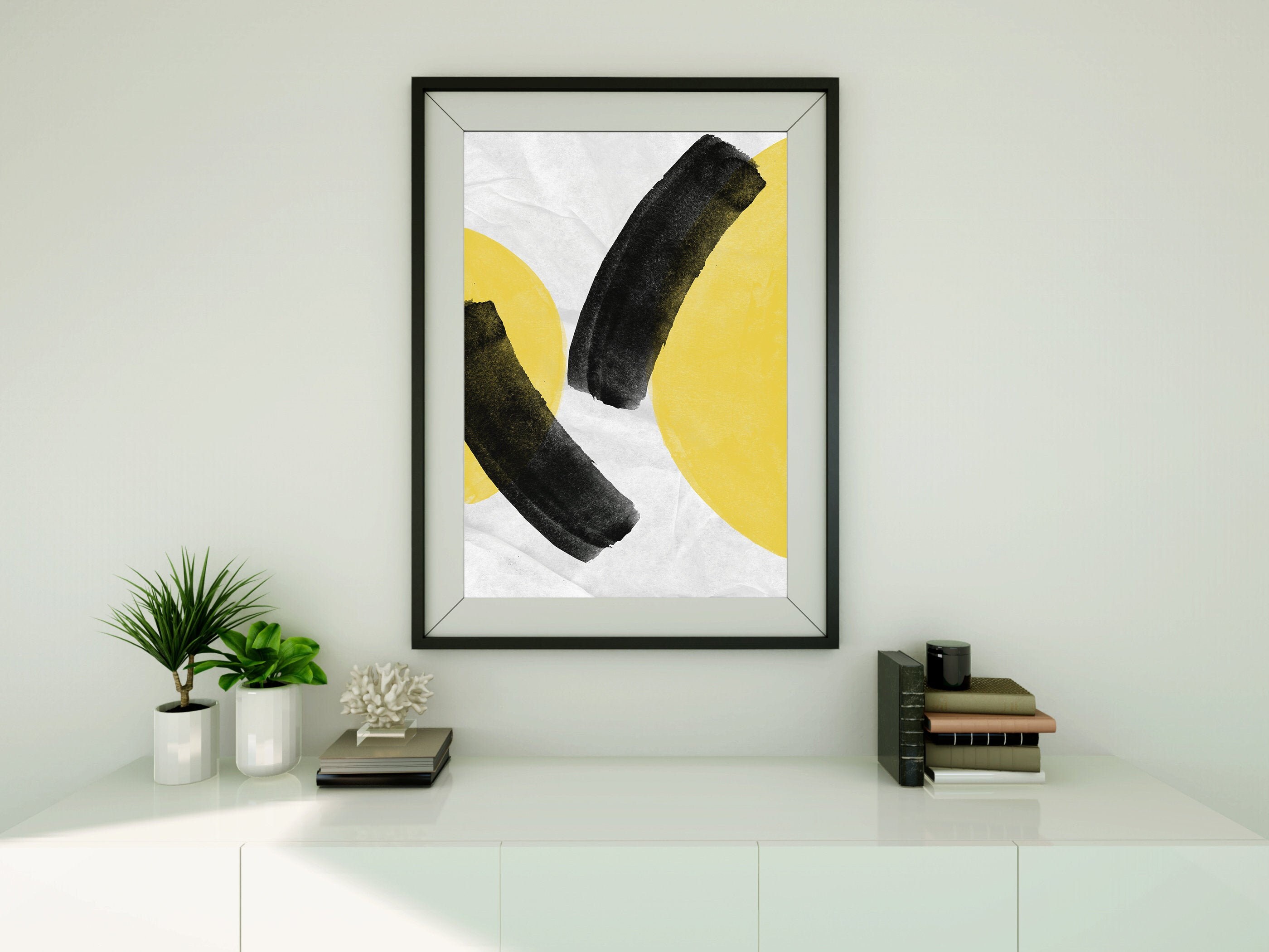 Jaune & Noir 5 - Poster Déco Tendance. Art Mural . Création Originale d'illustration Fait Main Desig