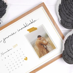 Póster de pareja personalizado, Regalo de boda original con fecha de encuentro y foto personalizable, Arte de pared