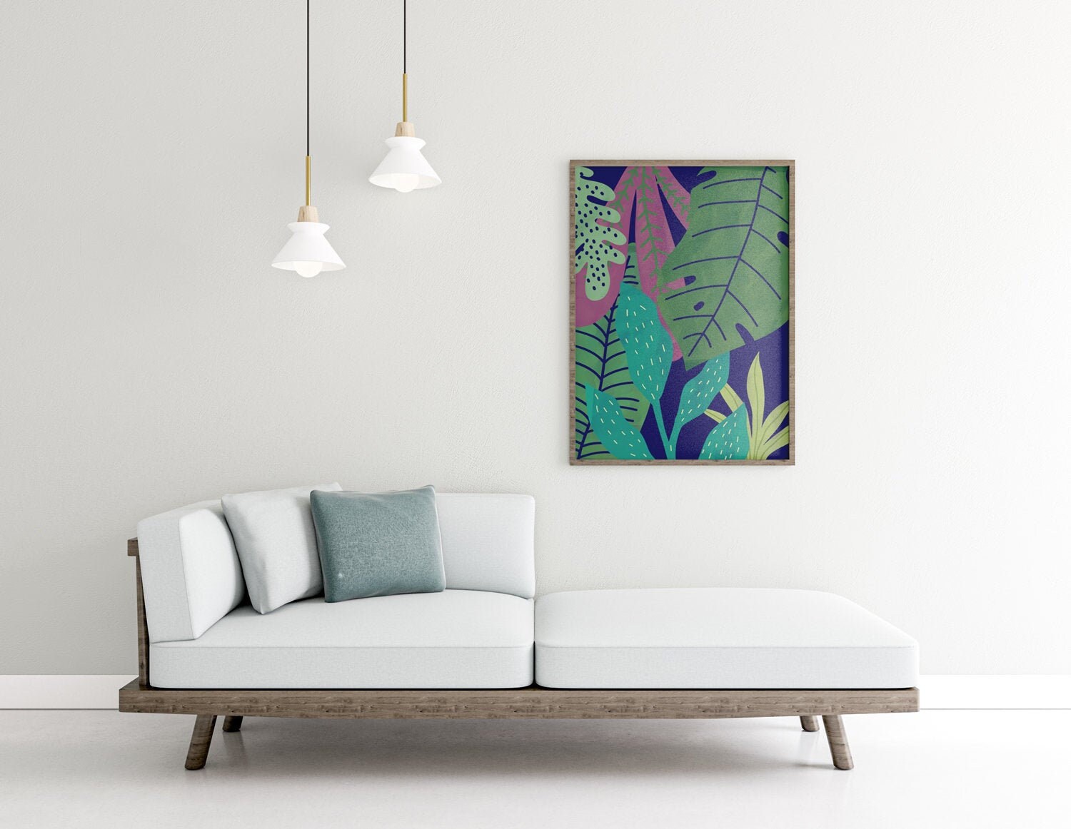 Jungle - Poster Déco Tendance. Art Mural . Création Originale d'illustration Fait Main Design Graphi