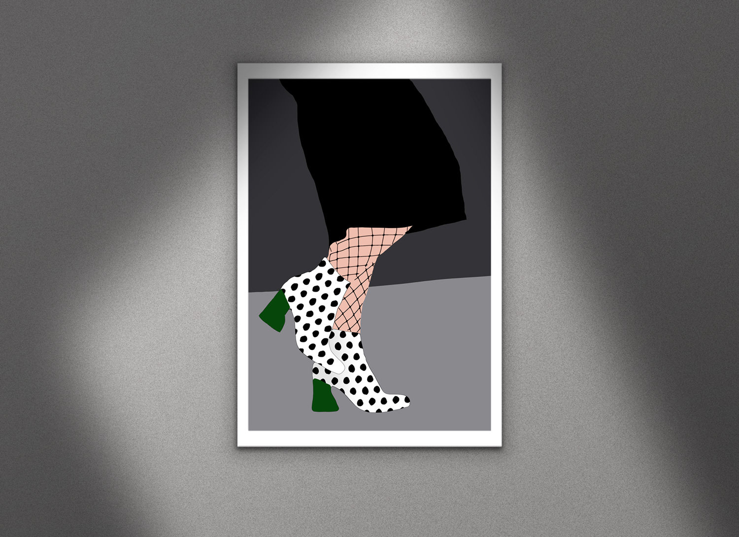 Bottines à Talons Verts - Poster Déco Tendance. Art Mural . Création Originale d'illustration Fait M