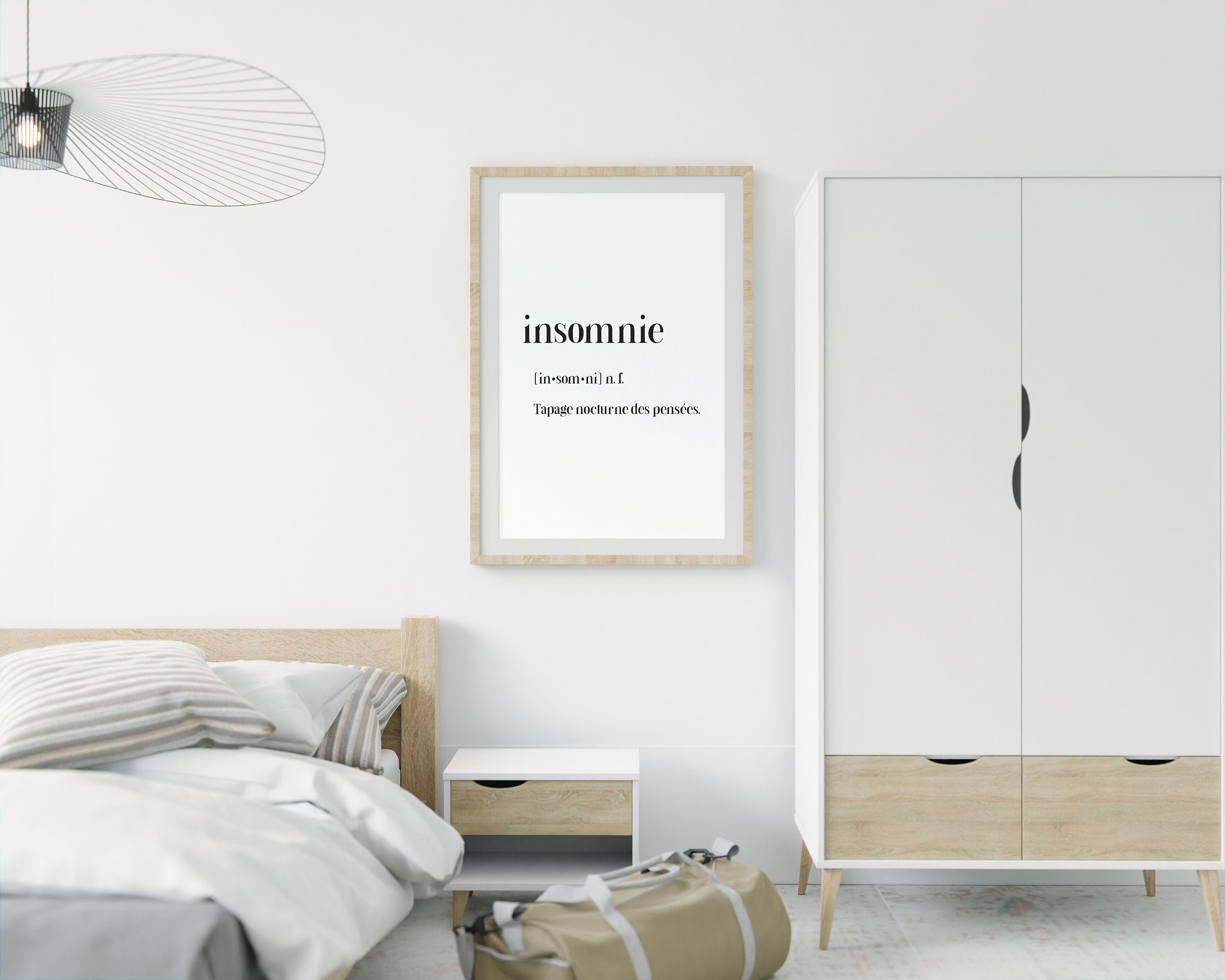 Insomnie - Poster Déco Tendance. Art Mural . Création Originale d'illustration Fait Main Design Grap