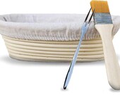Banneton Proofing Basket - 10 Inches Brotform for Bread and Dough with Free Brush Liner Cloth and Bread Fork Sourdough Rising Rattan Bowl