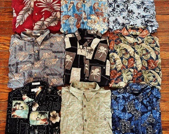 Hawaiian Shirt Mystery Bundle, Fun Beach Button Downs, Tropical Vacation Island Shirts, Floral Patterned, Mystery Box