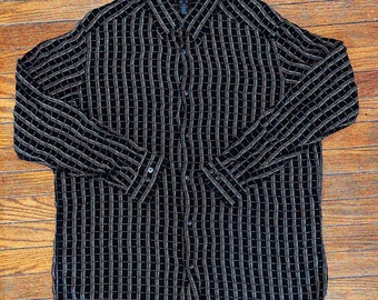 vintage années 90 Style Funky Grunge géométrique Oxford chemise à col boutonné taille XL Claiborne rayonne