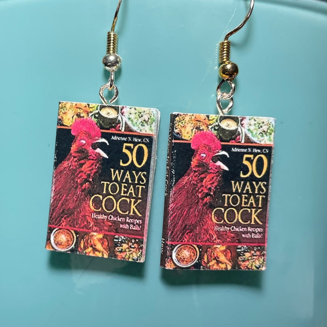 50 Ways to Eat Cock Mini Book Earrings. Polymer Clay Very Light, Fun, and Durable Great Gift