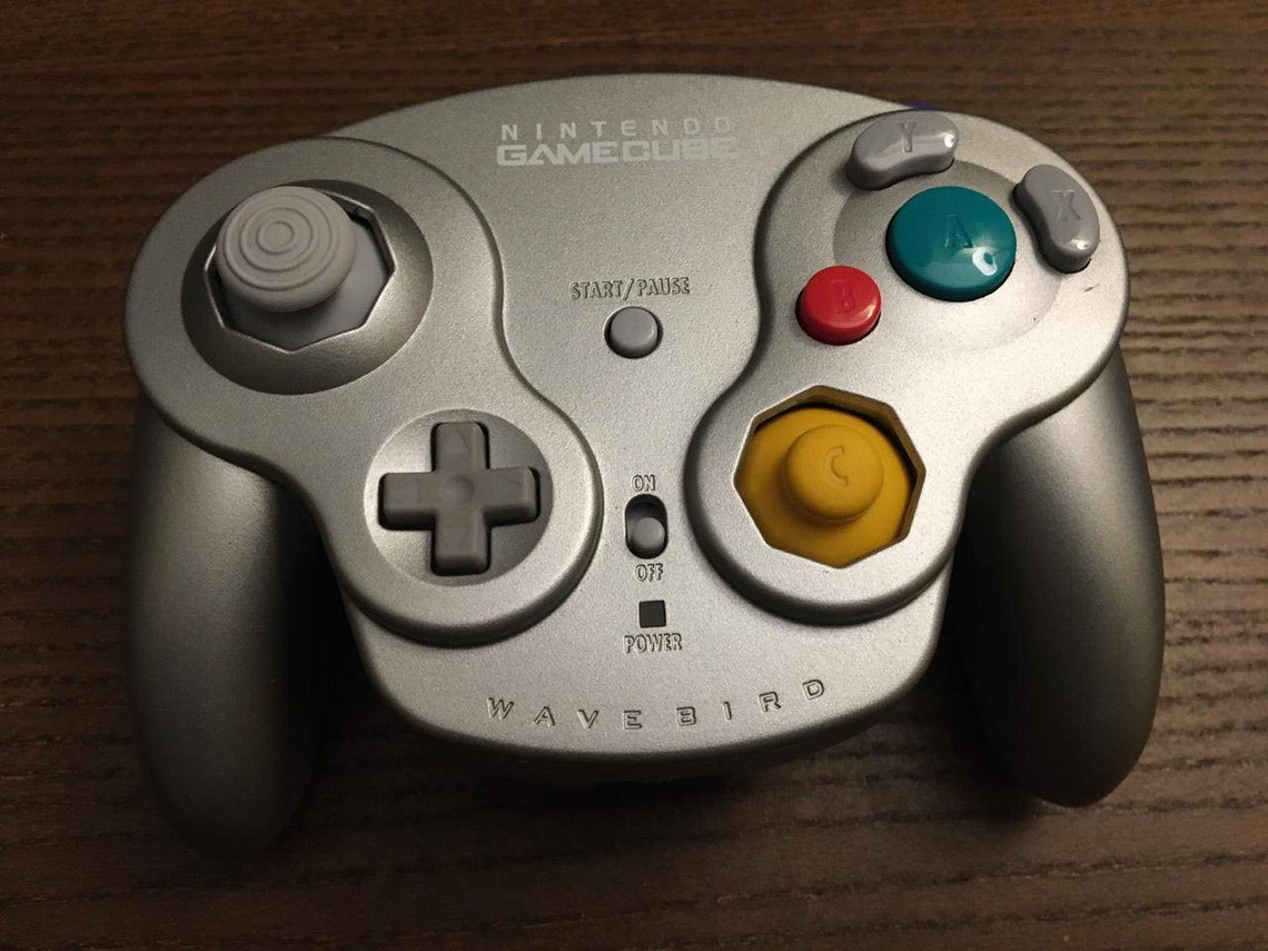 Platinum Wavebird Wireless Nintendo Gamecube Controller Etsy