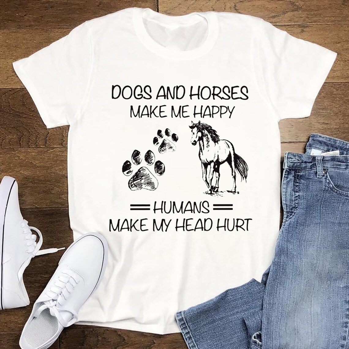 Dogs and Horses Make Me Happy Shirt Horse Gifts Gift For Etsy