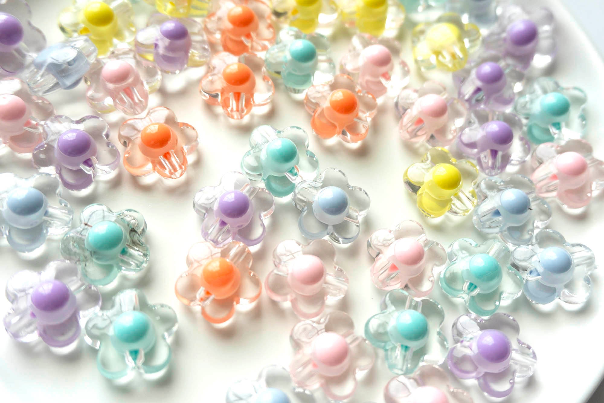 Acrylic Flower Beads,transparent Beads,cute Acrylic Beads, Necklace