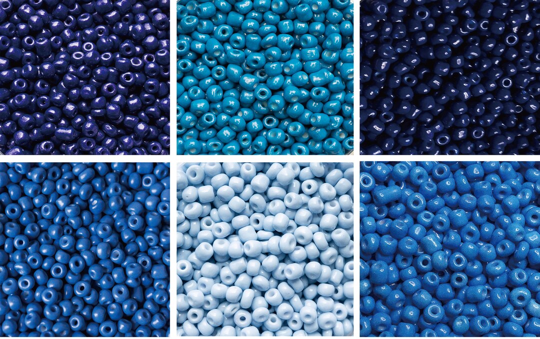 Glass Seed Beads Blue 40g Glass Beads Bulkmixed Seed Beads Etsy