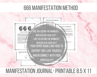 Manifestationsdagbok, ladda ner utskrivbar 666 Attraktionslagens dagbok med affirmationer, arbetsblad för manifestering, PDF