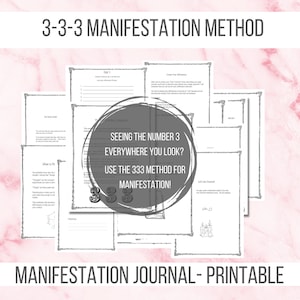 Manifestation Journal, 3-3-3 Law of Attraction Journal with Affirmations, Worksheets for Manifesting,  Download Printable PDF
