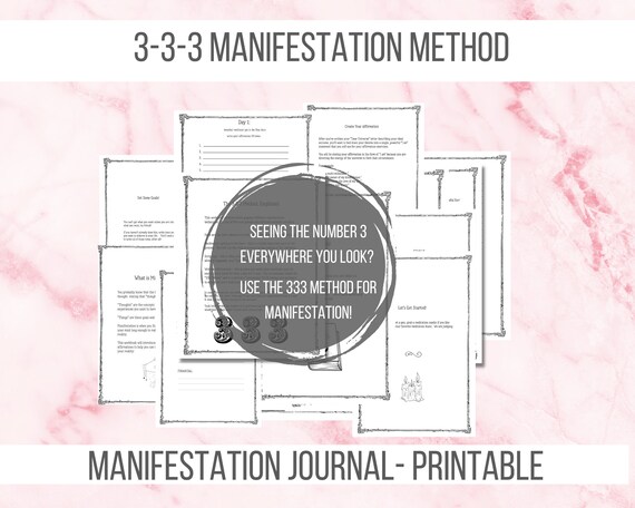 Manifestation Journal, 3-3-3 Law of Attraction Journal with Affirmations, Worksheets for Manifesting,  Download Printable PDF