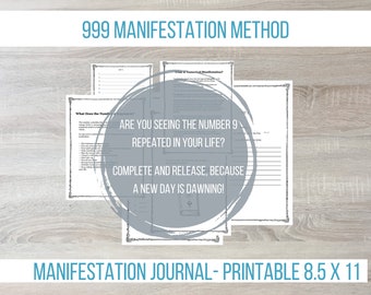 999 Method Manifestation Journal, Download Printable Law of Attraction Journal with Affirmations, Worksheets for Manifesting, PDF