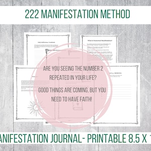 Manifestation Journal, Download Printable 22 x 2  Law of Attraction Journal with Affirmations, Worksheets for Manifesting, PDF