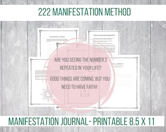 Manifestation Journal, Download Printable 22 x 2  Law of Attraction Journal with Affirmations, Worksheets for Manifesting, PDF