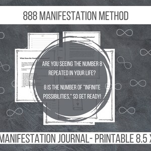 Manifestation Journal, Download Printable 888 Law of Attraction Journal with Affirmations, Worksheets for Manifesting, PDF