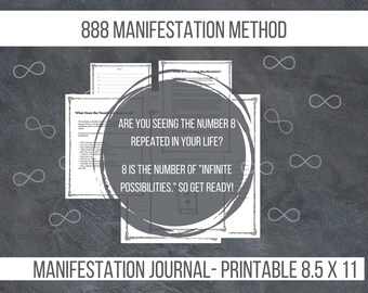 Manifestation Journal, Download Printable 888 Law of Attraction Journal with Affirmations, Worksheets for Manifesting, PDF