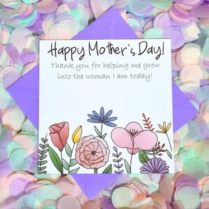 Hand illustriert, floral Danke, dass Sie mir geholfen haben, Muttertagskarte zu wachsen, Perfekte Möglichkeit zu zeigen, wie sehr Sie diesen Muttertag lieben und sich kümmern!