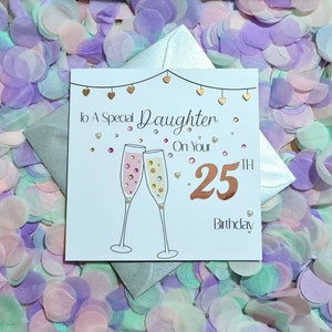 Divertente, illustrato a mano, personalizzato, impreziosito da gemme, vinile oro/oro rosa, biglietto di compleanno Prosecco. Perfetto per gli amanti del Prosecco!