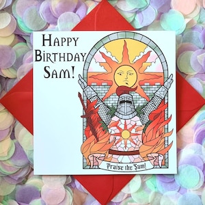 Carte d'anniversaire de jeu personnalisée illustrée à la main, amusante et colorée Louez le soleil. Carte parfaite pour les amateurs de jeux.
