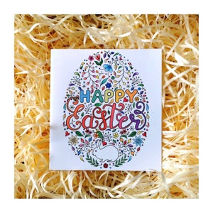 Zentangle splendidamente illustrato, Uovo di Pasqua colorato, Cartolina di Pasqua. Perfetto per i tuoi cari.