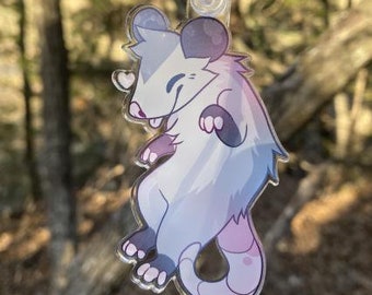 Opossum Acrylic Keychain Rodent Trash Animal Jewelry Cute Animal