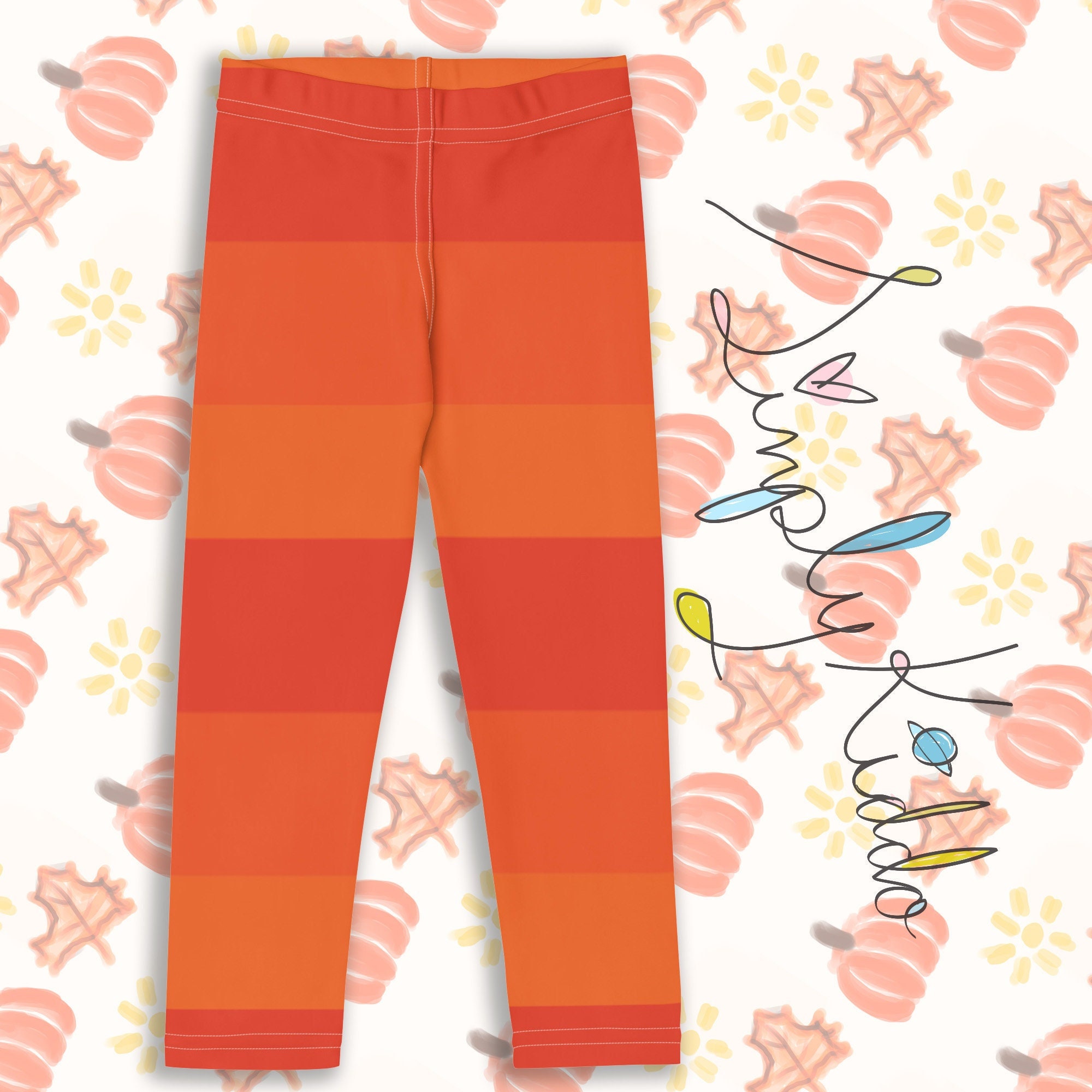 Kids Orange Leggings Etsy