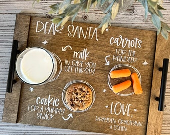 Custom Printed Santa Tray - Christmas Eve Milk & Cookies - Gift for Children - No paint/vinyl, long lasting design!