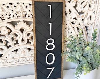 Herringbone Address Sign - Rustic Home Decor - Faux Chevron Sign - Home Address Number Sign