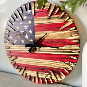 Patriotic American Flag Clock - Faux Ammo Clock - Gifts for Men, Man ...