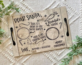 Custom Printed Santa Tray - Christmas Eve Milk & Cookies - Christmas Decor