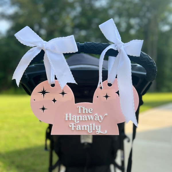 Disney Inspired Stroller Tag | Magical Stroller Family Tag | Vacation Name Tag for Stroller | Mouse Ears