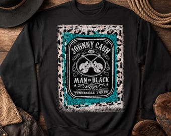 Johnny Cash Digital Download Sublimation PNG file Leopard Teal Leather