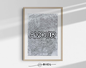 AMOUR - linogravure format A4 par ORIEL - coffret noir