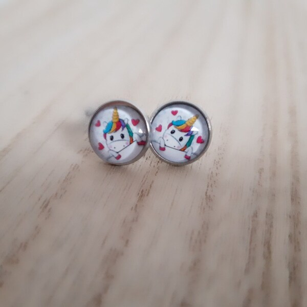 Boucles d'oreilles puces licorne