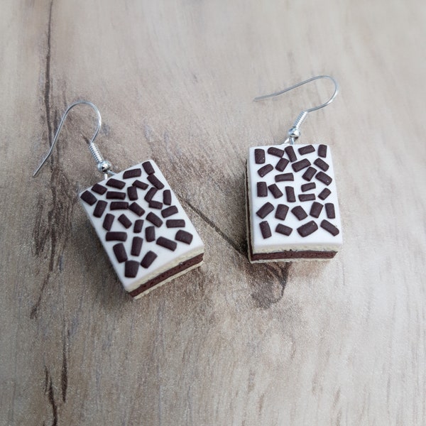 Boucles d'oreilles fimo gâteau Napolitain